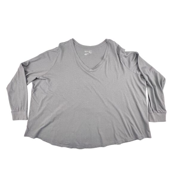 Terra & Sky T Shirt Womens 4X Gray Basic V Neck Tee Soft Casual Everyday Top - Picture 5 of 9